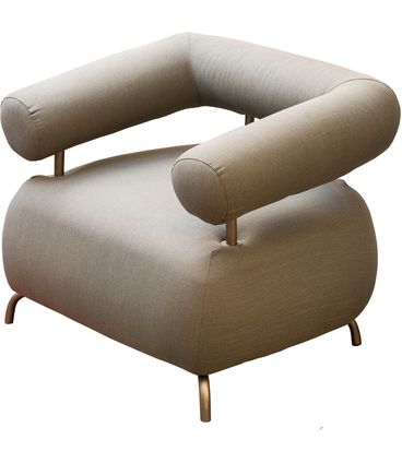 Poltrona Tivano Tecido Trama Musgo Base Aco Bronze - 71353