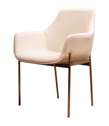 Cadeira Julini com Braço Assento Tecido Cru com Pés Aço Golden - 71487