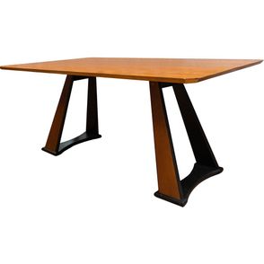 Mesa Jantar Curve Retangular Tampo Imbuia Natural com Base Laca Preto 180 cm - 57536