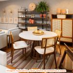 MesaJantarMaiteRedondaTampoMDFVidroFendieBaseRipadaAmendoa135cm69377