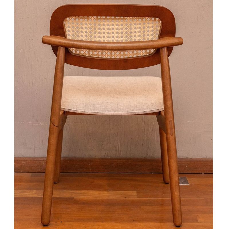 CadeiraCariocaAssentoCinzaeEncostoTelaSextavadacomBaseMadeiraCastanho71997