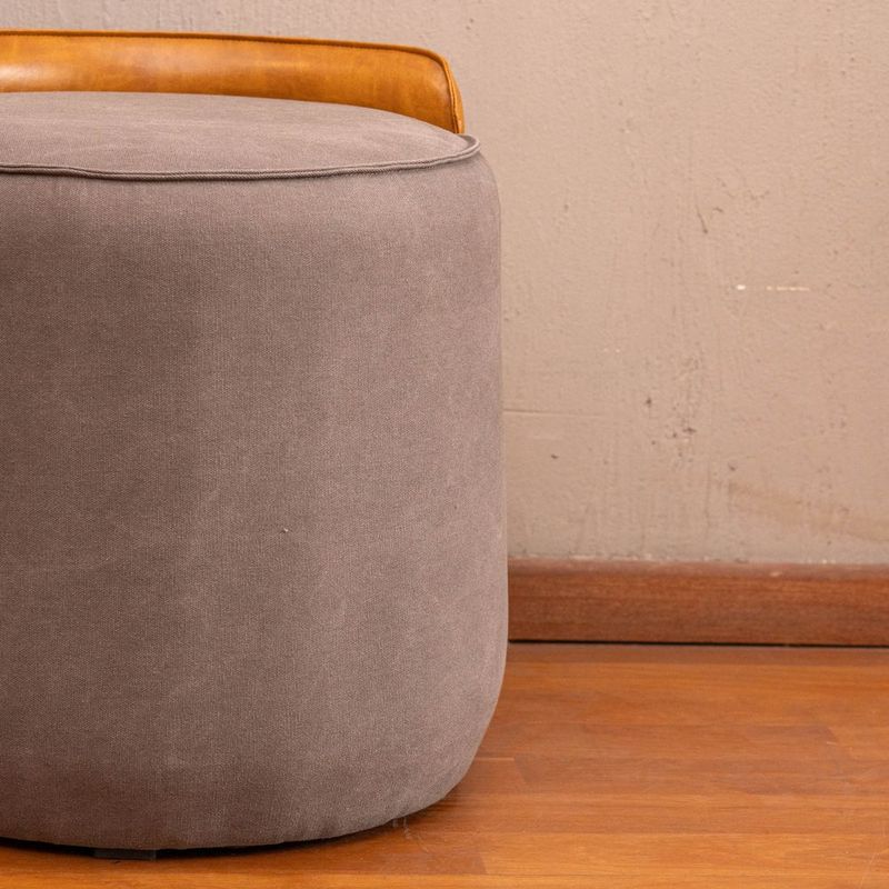 PuffAlamoEstofadoTecidoLonaGrafiteeCourinoCaramelo53cm71332