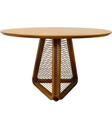 Mesa de Jantar Coss Redonda Tampo Cedro com Base Cedro e Corda Canela 120 cm - 72682