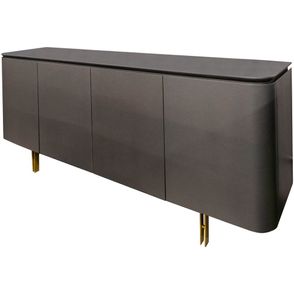 Buffet Collins 4 Portas Laca Grafite Brilho com Pés Aço Ouro 200 cm - 71182