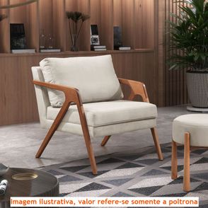 Poltrona Vertice Estofada Tecido Jacquard Cru com Estrutura Madeira Amêndoa - 71369