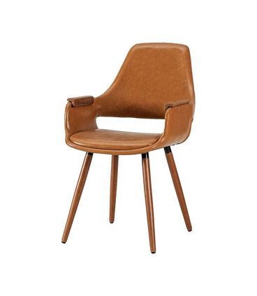 Cadeira Dortmund Courino Caramelo com Base Madeira - 72762