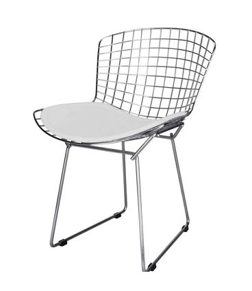Cadeira Bertoia Estrutura Cromada com Assento Courissimo Branco - 67957