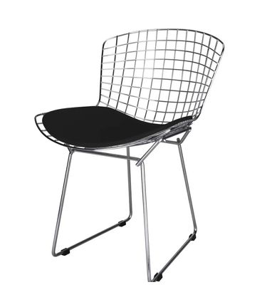 Cadeira Bertoia Estrutura Cromada com Assento Courissimo Preto - 67956