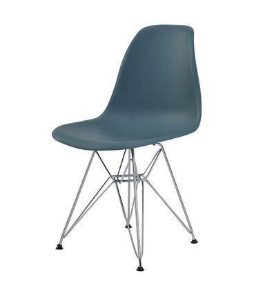 Cadeira Eames Eiffel Assento Verde Petroleo com Base Cromada - 34292