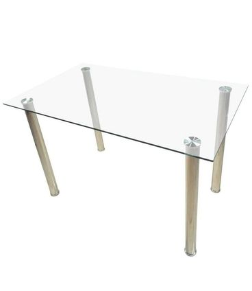 Mesa Jantar Oliveira Retangular Vidro Temperado Branco Pés Aço Inox 160 cm - 42977