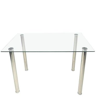 Mesa Jantar Oliveira Retangular Vidro Temperado Branco Pés Aço Inox 160 cm - 42977