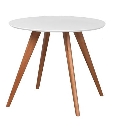 Mesa de Jantar Meredith Redonda Tampo Branco com Pés Mel 108 cm - 41157