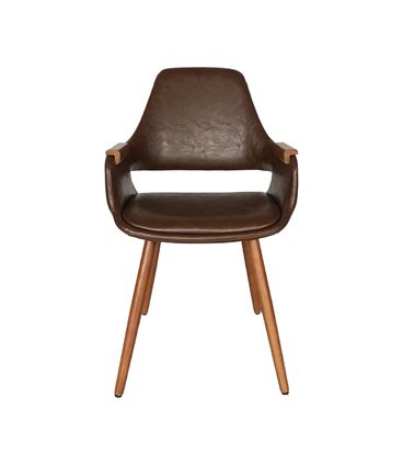Cadeira Dortmund Courino Marrom com Base Madeira - 72841