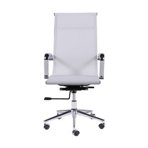 Cadeira Office Eames Alta Tela Mesh Branca com Base Rodizio Cromada - 16791