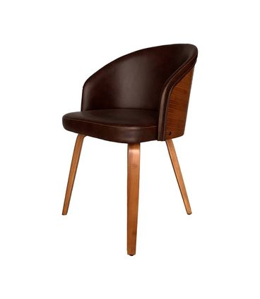 Cadeira Rebeca Courino Marrom com Base Madeira - 72852
