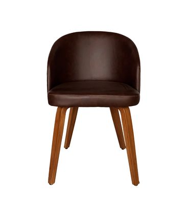 Cadeira Rebeca Courino Marrom com Base Madeira - 72852