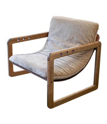 Poltrona Seiva Assento Recouro Caramelo e Almofada Fendi com Estrutura Amendoa - 72255