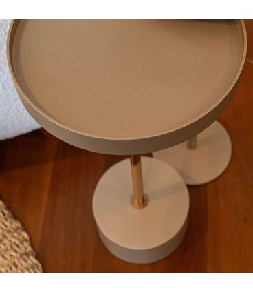 Mesa de Apoio Etoni Alta Tampo Champagne com Haste em Aco cor Dourada 62 cm - 68859