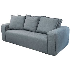 Sofa Domo 3 Lugares Estofado Revestido em Linho Cinza 220 cm - 64214