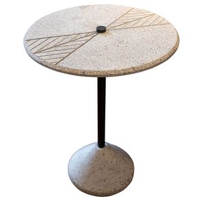 Mesa Lateral Inércia Tampo e Base Concreto Branco com Haste em Aço Preto 40 cm - 68754