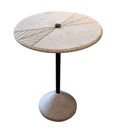 Mesa Lateral Inércia Tampo e Base Concreto Branco com Haste em Aço Preto 40 cm - 68754