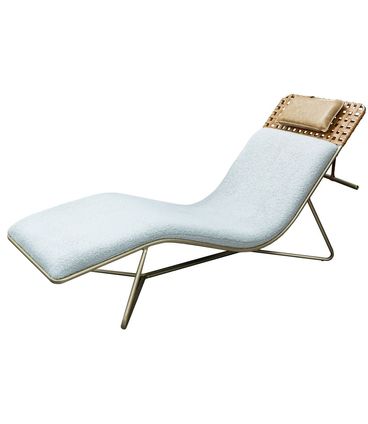 Chaise Firenze Estofado Boucle Cinza e Courino Caramelo Aço Gold - 72655