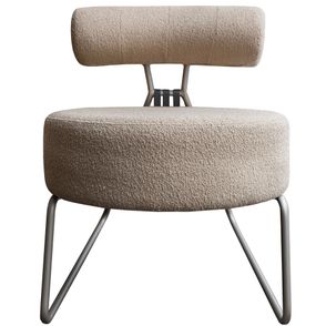 Poltrona Moccha Estofada Boucle Spring Palha com Estrutura Aco Champagne - 72667