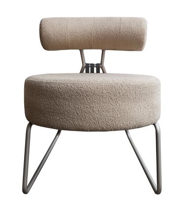 Poltrona Kleos Boucle Spring Palha Base Aço Champagne - 72667