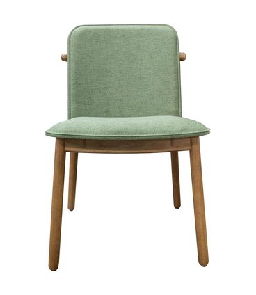 Cadeira Guanabara Assento Tecido Verde com Base Madeira Castanho - 72455