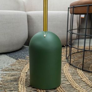 Mesa Apoio Glass Baixa Tampo Vidro e Haste Dourada com Base Verde Musgo 40 cm - 72677