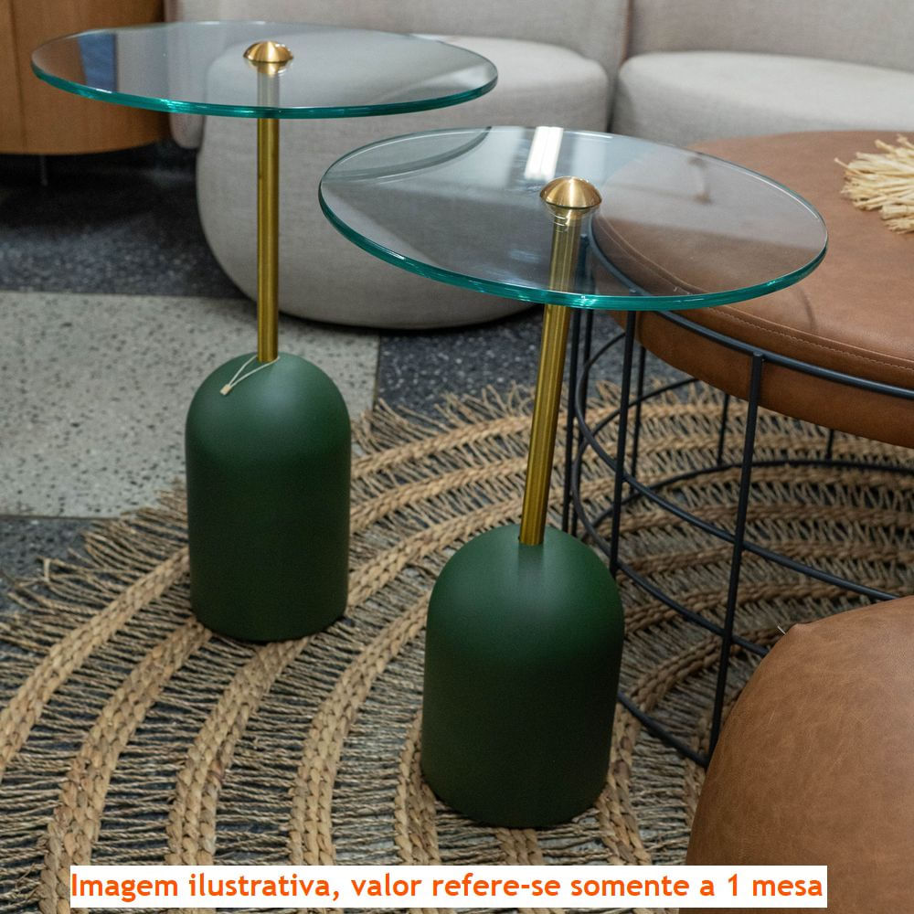 Mesa-Apoio-Glass-Baixa-Tampo-Vidro-e-Haste-Dourada-com-Base-Verde-Musgo-40-cm---72677