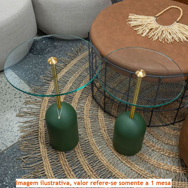 MesaApoioGlassBaixaTampoVidroeHasteDouradacomBaseVerdeMusgo40cm72677