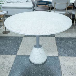 Mesa Jantar Minuto Tampo e Base Granilite Branco com Haste Cinza 100 cm - 72745