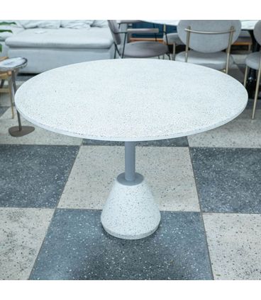 Mesa Jantar Minuto Tampo e Base Granilite Branco com Haste Cinza 100 cm - 72745