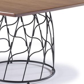 Mesa de Jantar Quadrada Liz Tampo Pinhão Aço Preto 140cm - 56818