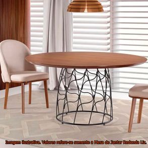 Mesa de Jantar Redonda Liz Tampo Pinhão Aço Preto 140cm - 56820