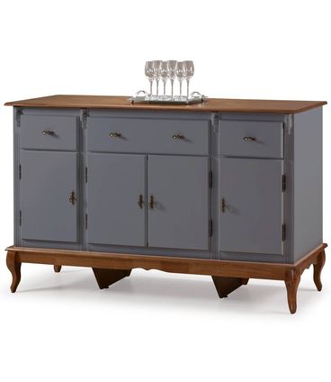 Balcão Texas 4 Portas 3 Gavetas Cinza Escuro 175cm - 59152