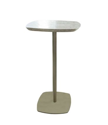 Mesa Apoio Safira Violette Tampo Marmore Travertino Base Aço Champagne - 72665