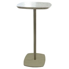 Mesa de Apoio Safira Alta Tampo Marmore Travertino com Base Aco Champagne 60 cm - 72666