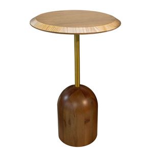 Mesa Apoio Pill Mini Baixa Tampo e Base Imbuia Suave com Haste Dourada 35 cm - 72675
