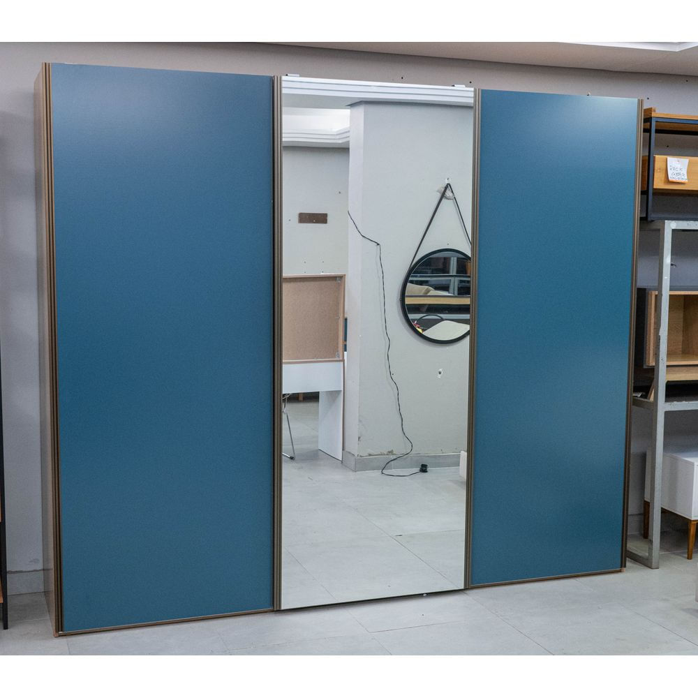 Roupeiro-Veneto-3-Portas-MDF-cor-Olmo-e-Azul-com-1-Porta-Espelhada-275-cm---73029