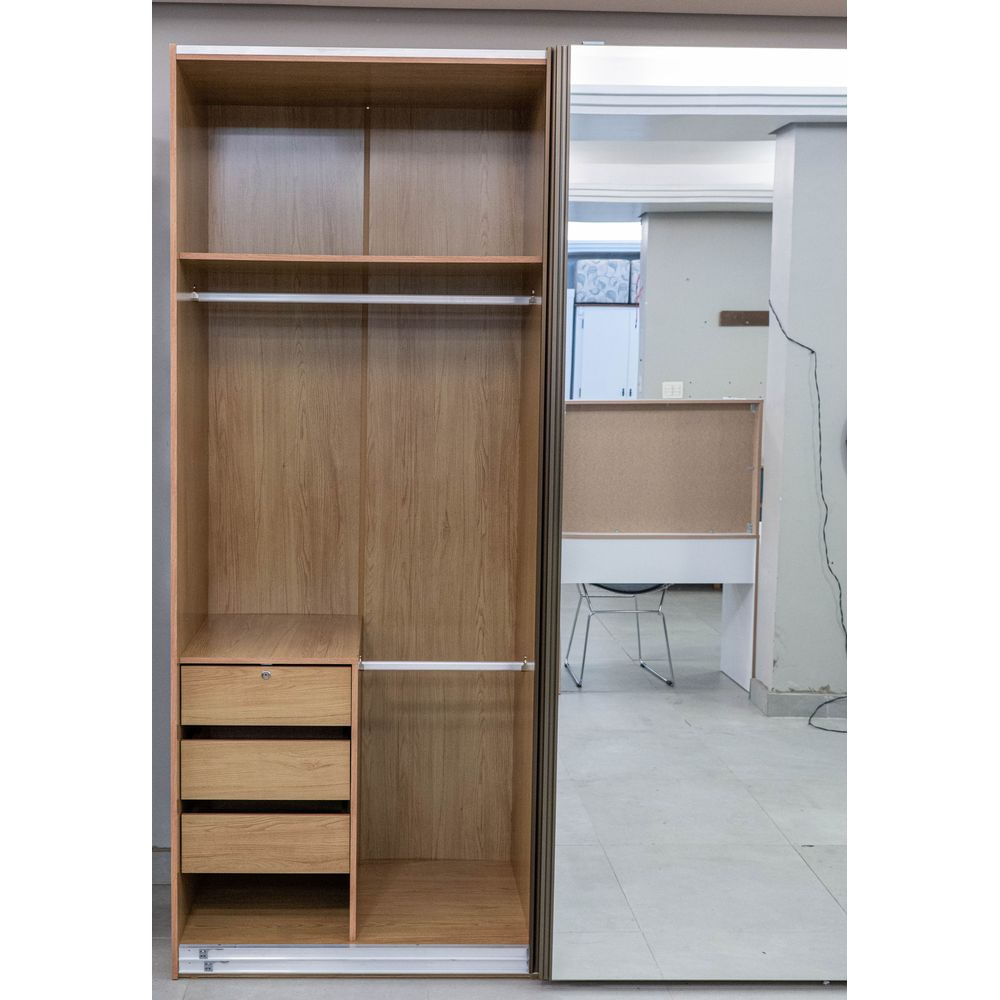 Roupeiro-Veneto-3-Portas-MDF-cor-Olmo-e-Azul-com-1-Porta-Espelhada-275-cm---73029