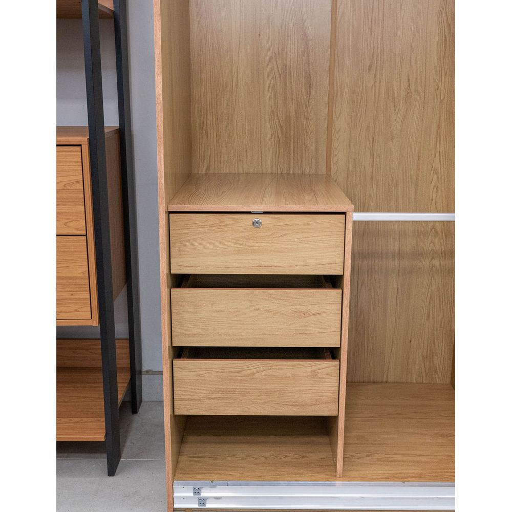 Roupeiro-Veneto-3-Portas-MDF-cor-Olmo-e-Azul-com-1-Porta-Espelhada-275-cm---73029