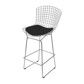 Banqueta Bertoia Alta Courino Preto com Estrutura em Metal Cromado 103 cm - 67959