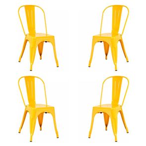 Kit 04 Cadeiras Berlim Aço Amarelo - 73061