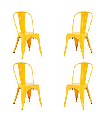 Kit 04 Cadeiras Berlim Aço Amarelo - 73061