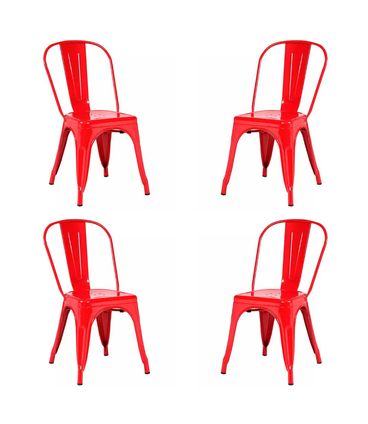 Kit 04 Cadeiras Berlim Aço Vermelho - 73062