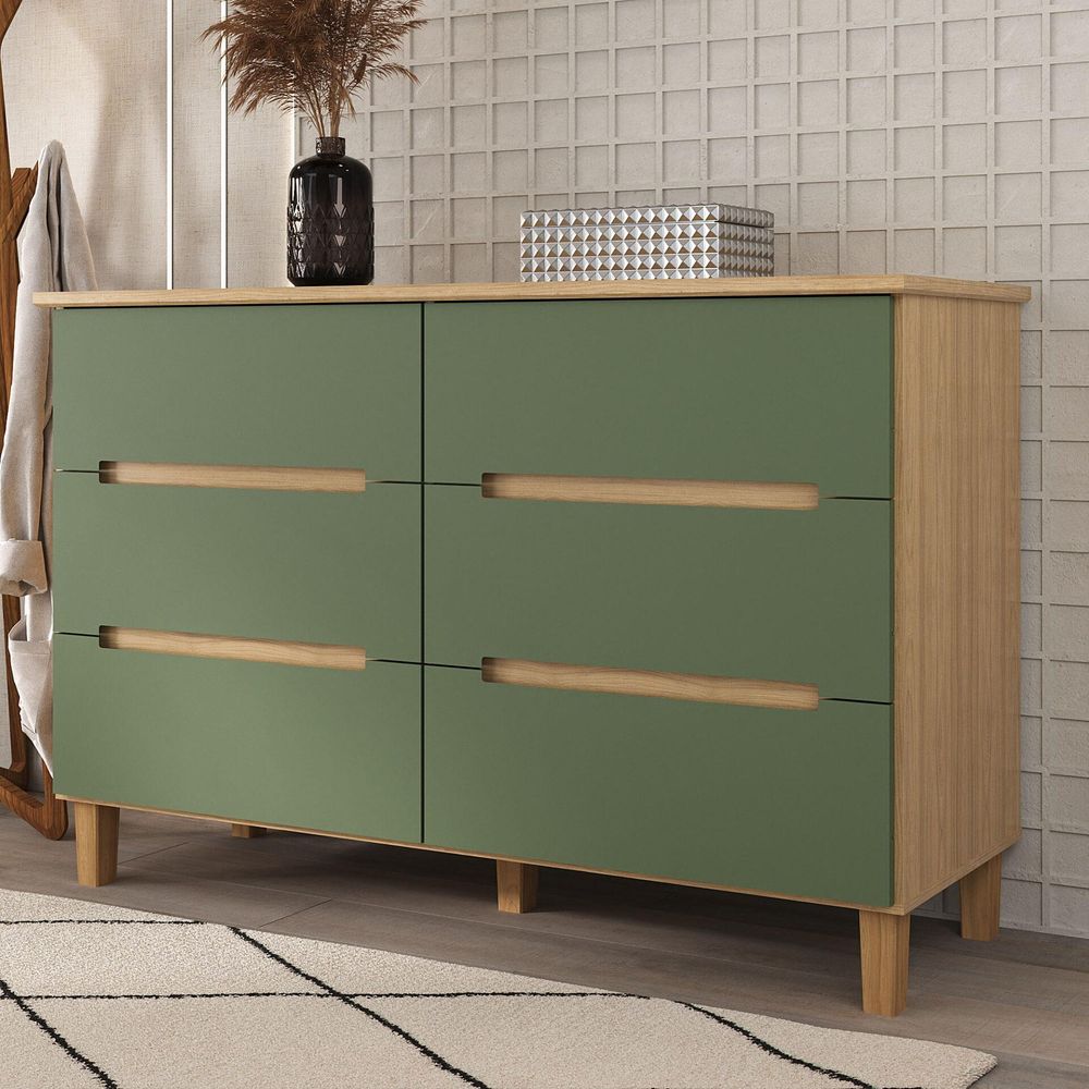 Comoda-Logan-6-Gavetas-em-MDF-cor-Olmo-e-Verde-136-cm---72413