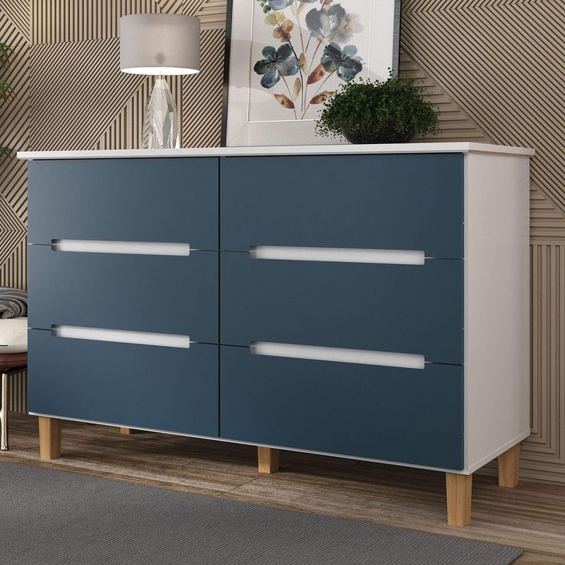 ComodaLogan6GavetasemMDFcorBrancoeAzul136cm72948