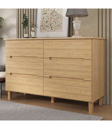 Comoda Logan 6 Gavetas em MDF cor Olmo 136 cm - 73079